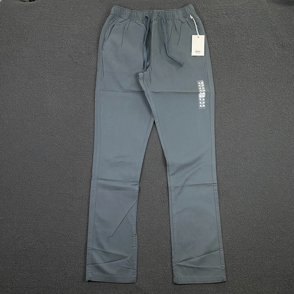 Katin Stand Pant size Small Light Blue Slim Fit Elastic Waist Drawstring Chino